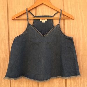 Mossimo - Denim Flared Top with Frange New Small